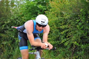 Andrew Whitely out on the bike course at Ripon topping up his tan lines...